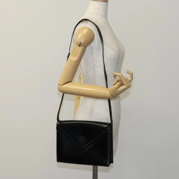 LOEWE Anagram Shoulder Bag Leather Black Auth - Picture 15 of 16